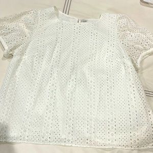 J Crew eyelet pace puff sleeve top